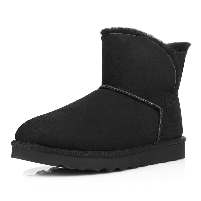 WaySoft Genuine Australia Sheepskin Snow Winter Boots for Women, Classic Water Resistance Shearling Boots Women (9, Black) - Image 1